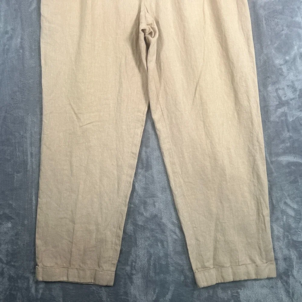Vintage Polo Ralph Lauren Linen Pants Mens 35x32 (33x29) Pleated Beige VTG Chino